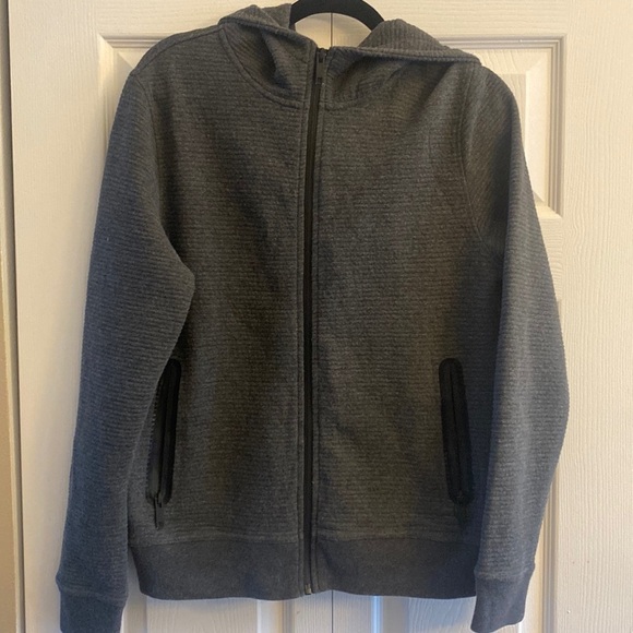 Robert Barakett charcoal gray ribbed full zip hooded jacket size M - Picture 2 of 6